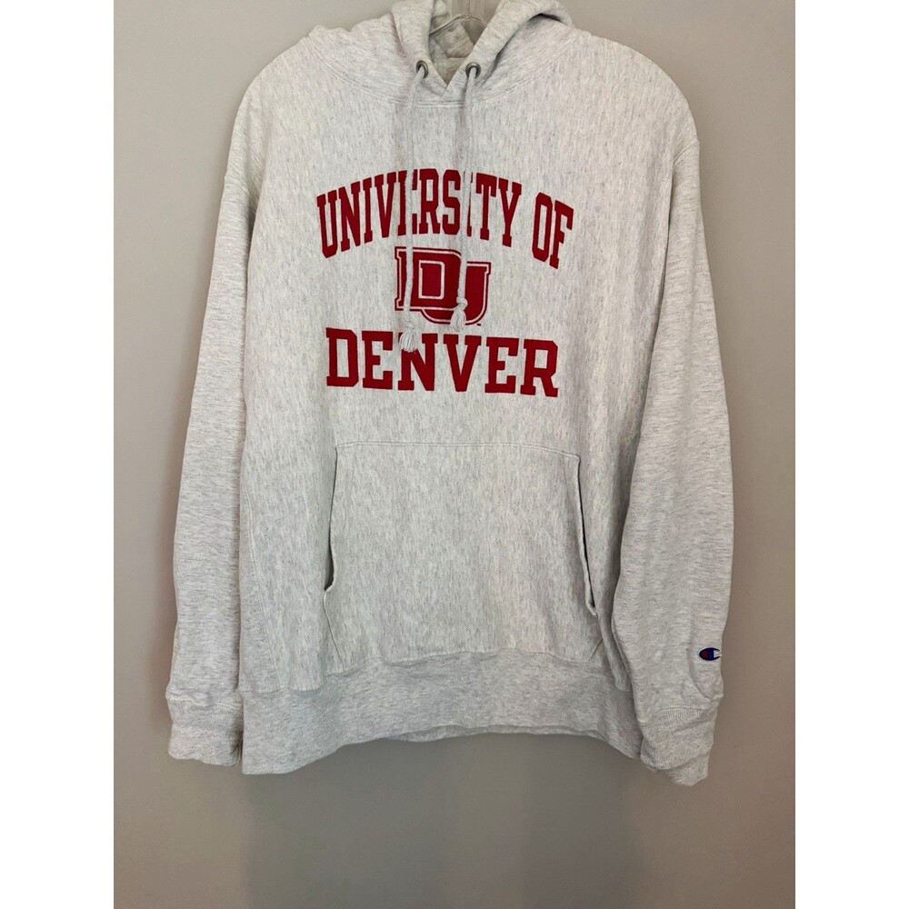 Champion Reverse Weave Denver Pioneers Univ of Denver Gray Hoodie Size L